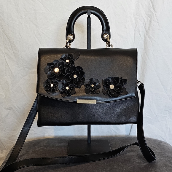 Ted Baker Handbags - *UNIQUE* Ted Baker Black Satchel with Floral Embellishments